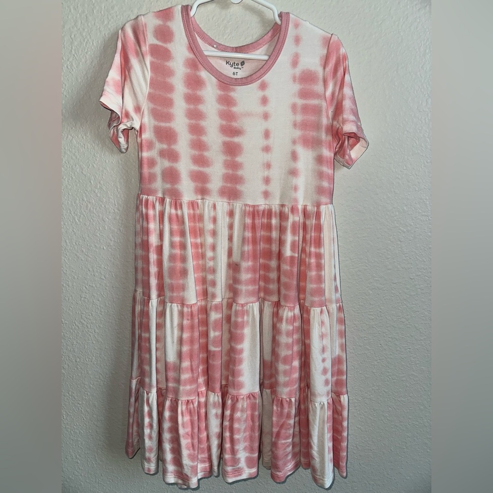Kyte BABY Pink and White Tie-Dye Dress
